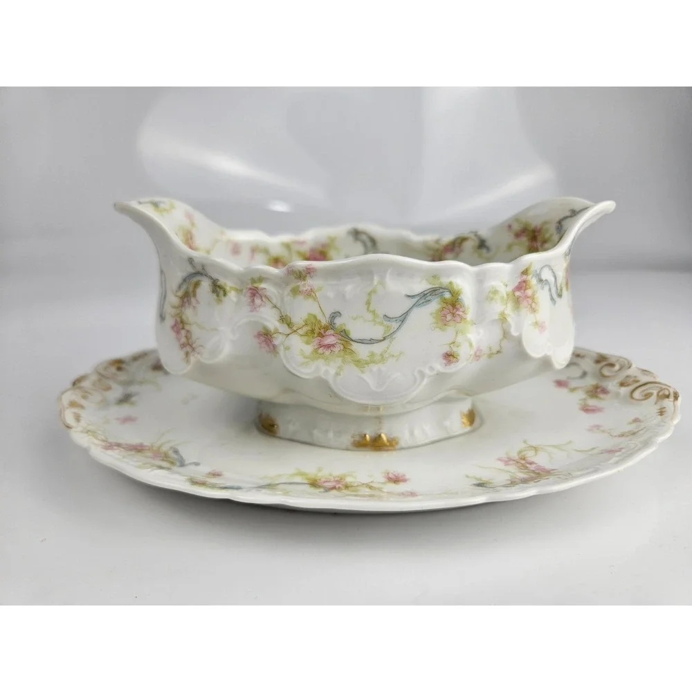 Haviland Limoges‎ Berry Bowl w Attached Underplate & Cabinet Plate